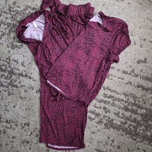 Lane Bryant Burgundy Animal Print Pajama Set